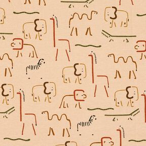 Brushed Sweatshirt Fabric abstract savanna animals – cashew, 
