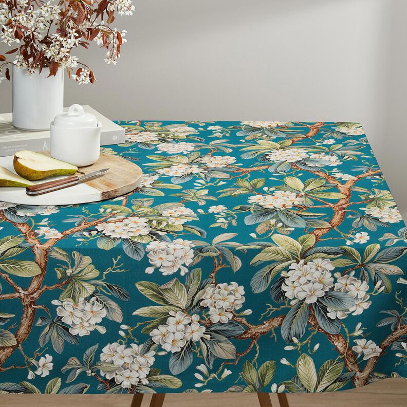 Decor Fabric Canvas flowering tree – ocean blue,  image number 7