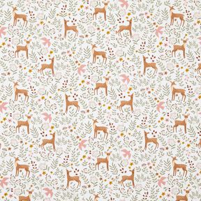 Cotton Poplin deer in the meadow – offwhite, 