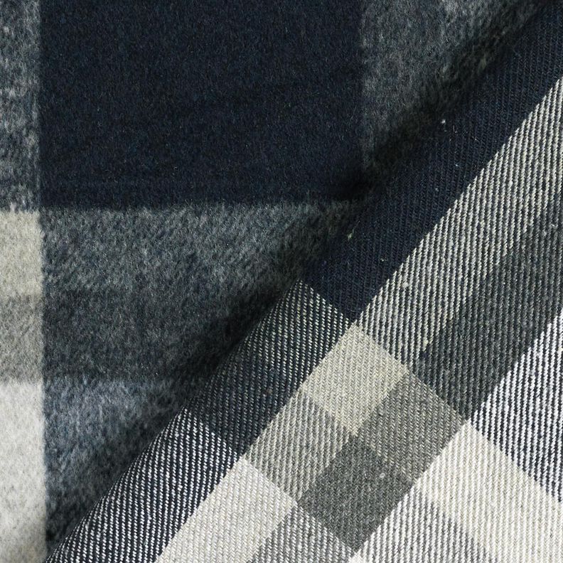 Coat Fabric Large Checks – midnight blue/light grey,  image number 4