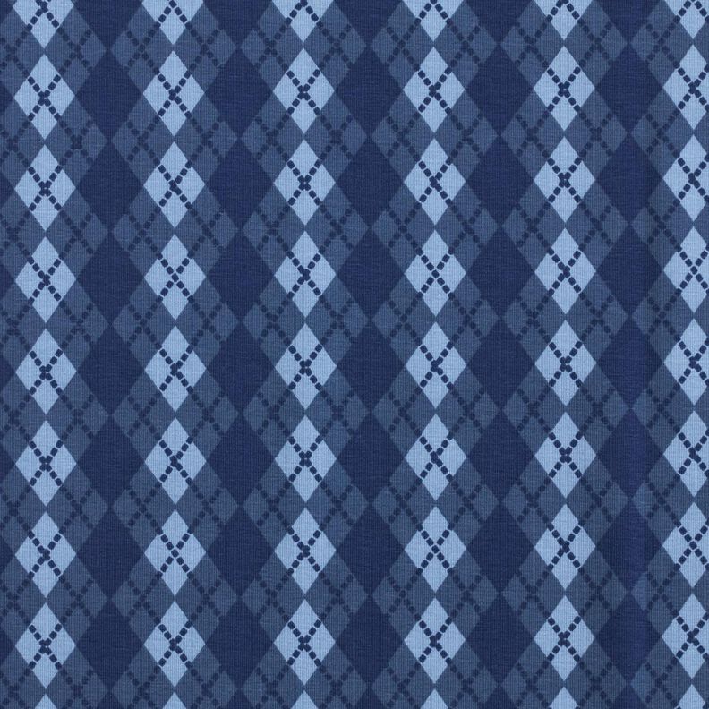 Cotton Jersey Argyle pattern – navy blue/light wash denim blue,  image number 1