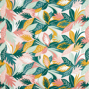 Decor Fabric Cotton Twill leaf sketches – pink/dark green, 