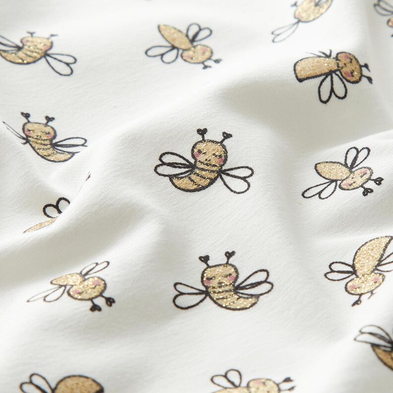 Cotton Jersey Glitter bees – ivory,  image number 2