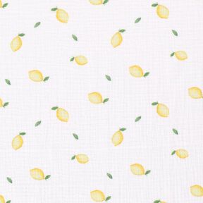 Double Gauze/Muslin watercolour lemons Digital Print – white, 