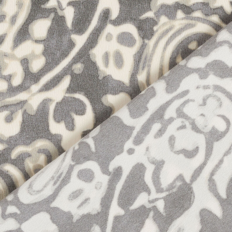 Crepe fabric paisley and flowers – grey/white,  image number 5