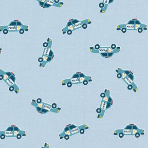 Cotton Jersey police cars – light wash denim blue, 