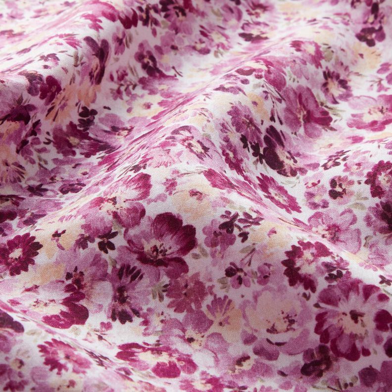 viscose fabric flower meadow – grape/white,  image number 2