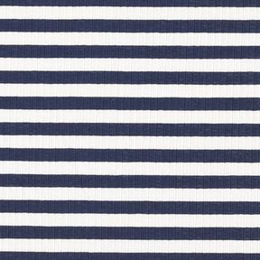 Ribbed Jersey yarn-dyed horizontal stripes – offwhite/navy blue, 