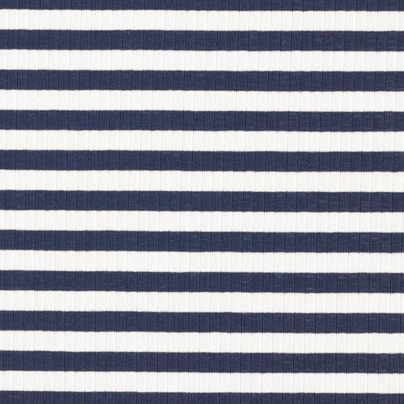 Ribbed Jersey yarn-dyed horizontal stripes – offwhite/navy blue,  image number 1