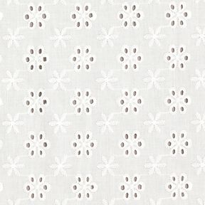 Flowers broderie anglaise cotton fabric – white, 