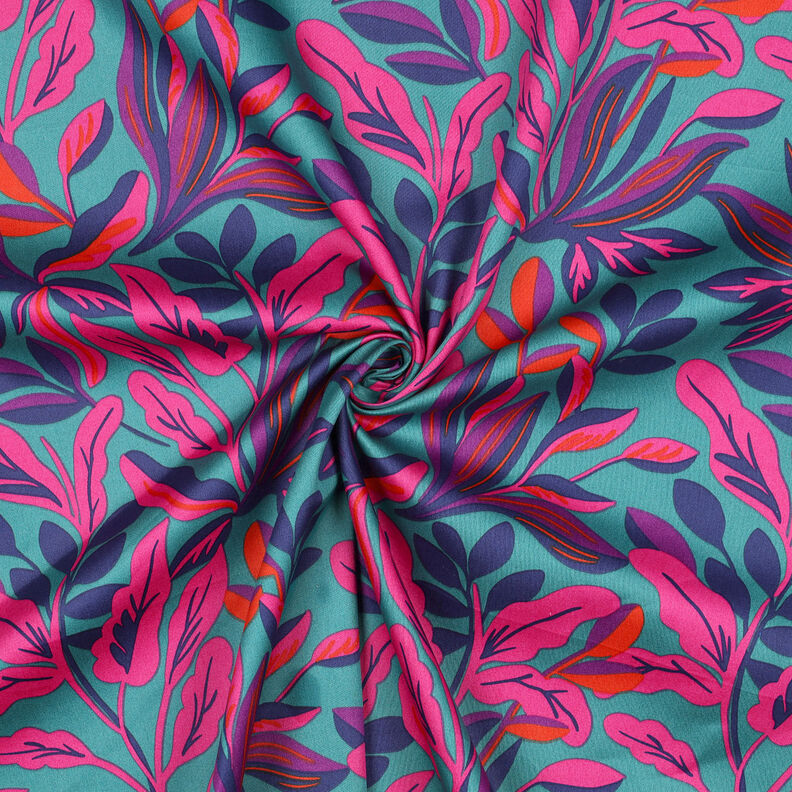 Sateen Lush Leaves | Nerida Hansen – turquoise/purple,  image number 3