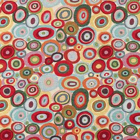 Decor Fabric Tapestry Fabric Colourful Circles – light beige/carmine, 