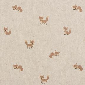 Decor Fabric Half Panama little foxes – natural/caramel, 