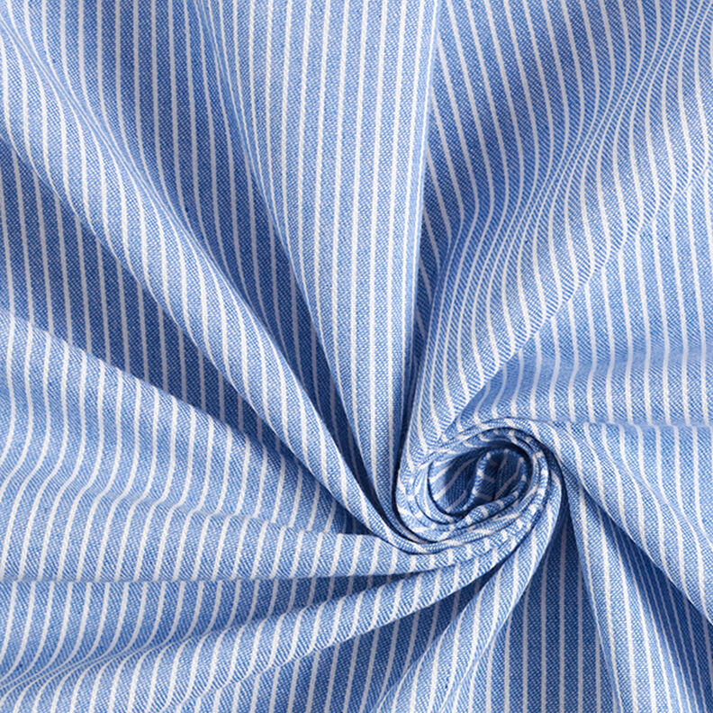 Blouse Fabric Cotton Blend Stripes – light blue/white,  image number 3