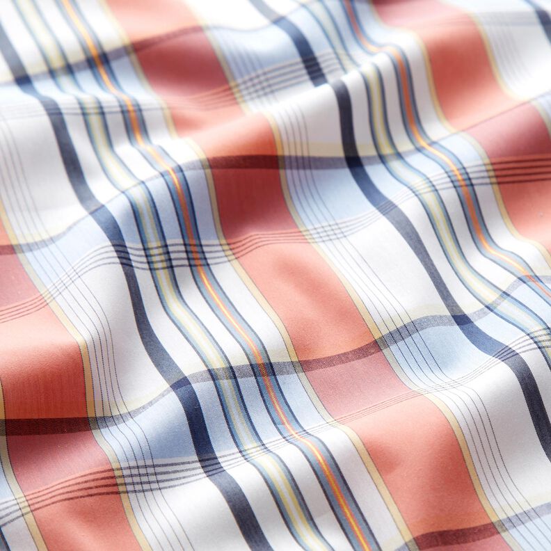 Cotton mix tartan shiny stripes – coral,  image number 2