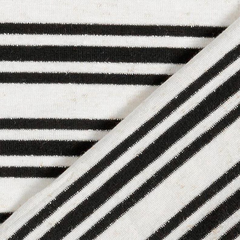 Viscose jersey, irregular glitter stripes – offwhite/black,  image number 4