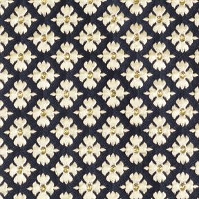 Brocade floral ornaments – navy blue/metallic gold, 