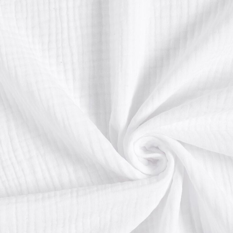 Triple-Layer Cotton Muslin Plain – white,  image number 1