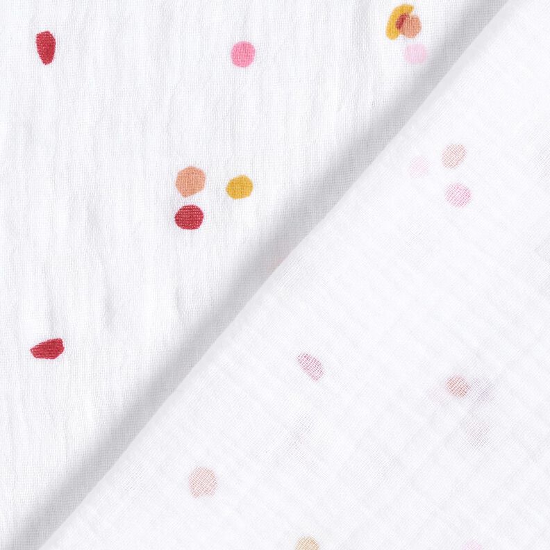 Double Gauze/Muslin colourful polka dots – white,  image number 4