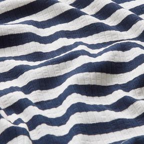 Ribbed Jersey yarn-dyed horizontal stripes – offwhite/navy blue, 