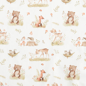 Poplin Sweet Woodland Animals Digital Print – offwhite, 