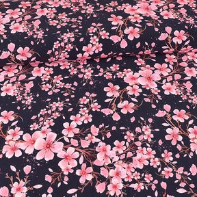 Cotton Jersey Cherry blossom | Glitzerpüppi – navy blue, 