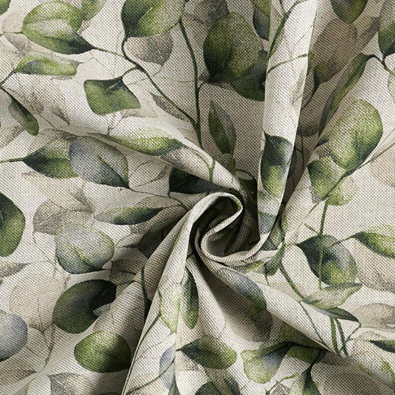 Decor Fabric Half Panama poplar leaves – natural/dark olive,  image number 3