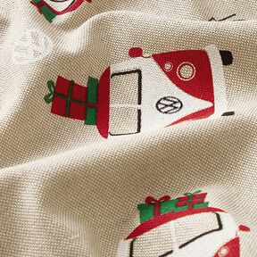 Decor Fabric Half Panama VW Christmas transport – natural/carmine, 