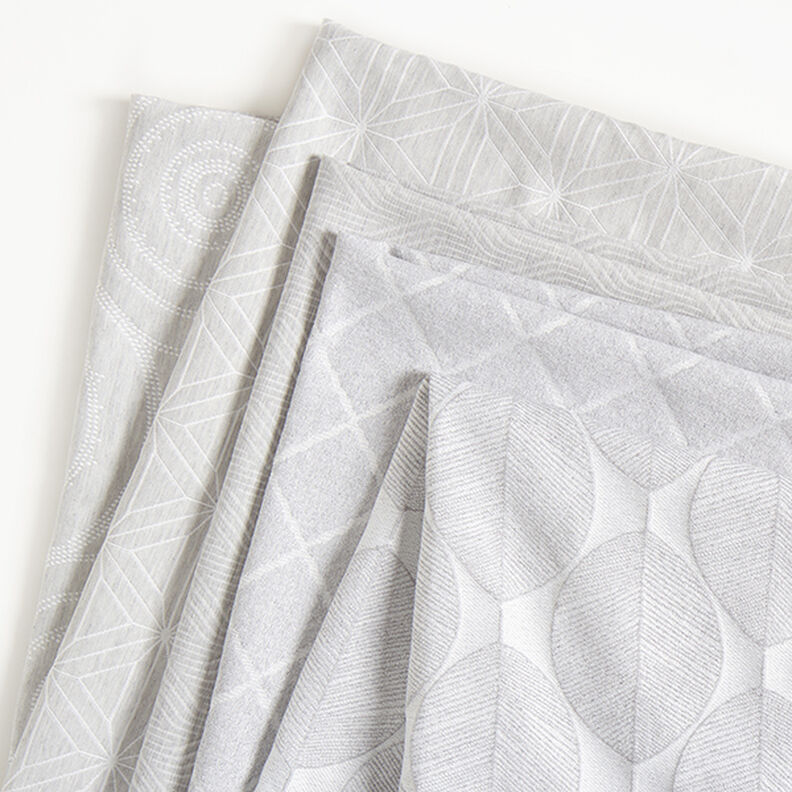 Decorative jacquard fabric, wavy lines – light grey,  image number 5