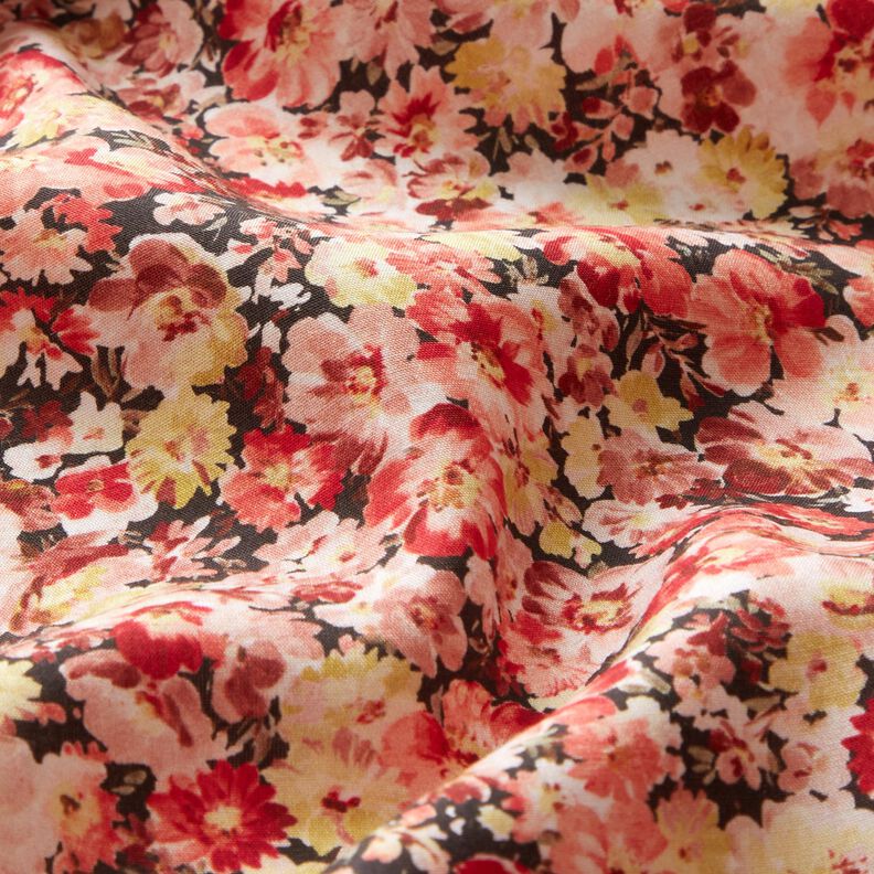 viscose fabric flower meadow – red/black,  image number 2