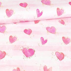 Cotton Jersey Hearts | Glitzerpüppi – light pink/white, 