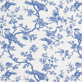 Cotton Cretonne birds – royal blue/offwhite, 