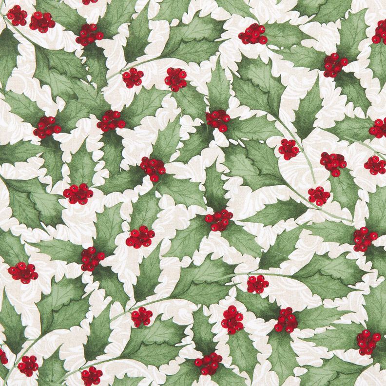 Decor Fabric Canvas Mistletoe Twigs – cashew/green,  image number 1