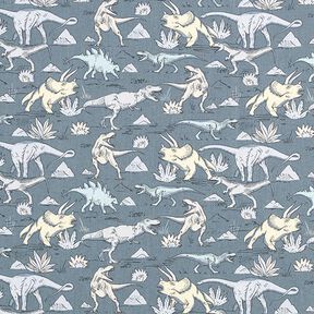 Cretonne Dinosaurs – blue grey, 