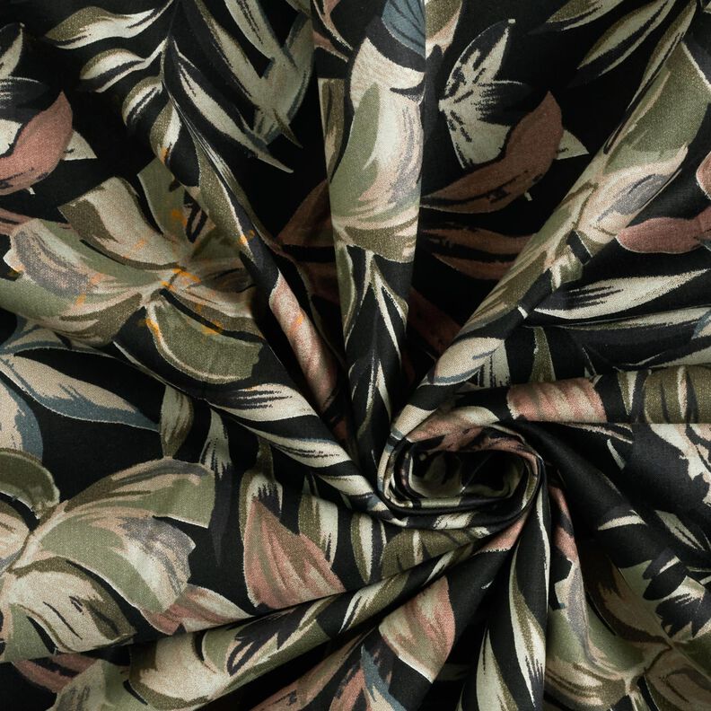 Cotton Poplin Tropical plants – black/dark pine,  image number 3