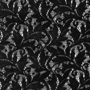 Lace fabric flocked flowers – black, 