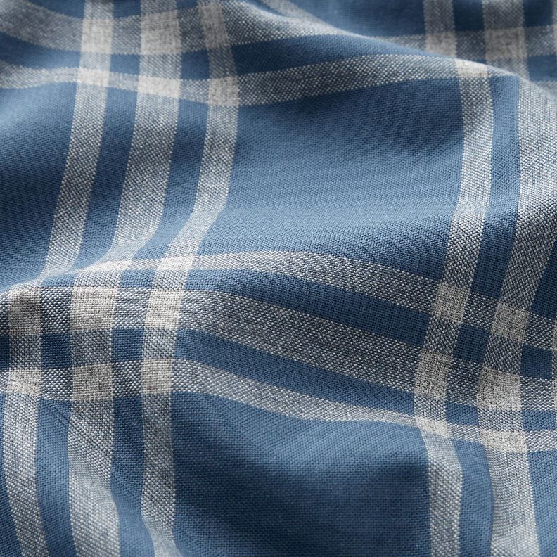 Cotton fabric large check – denim blue/light grey,  image number 2