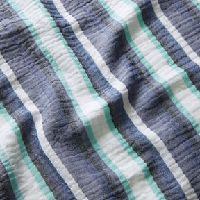 Double Gauze/Muslin yarn-dyed stripes – indigo/ice blue, 