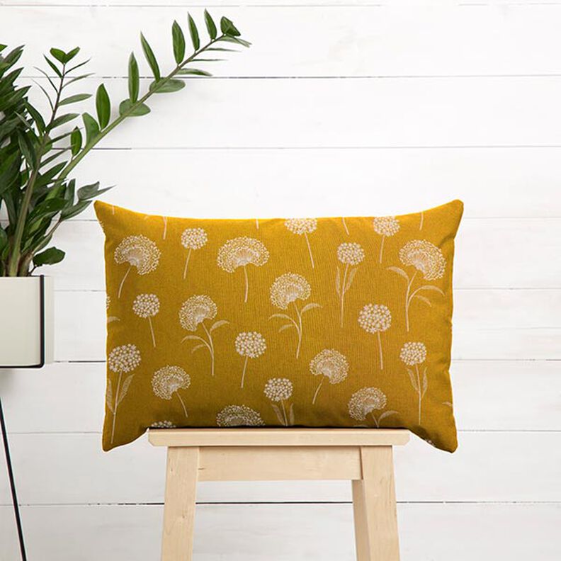 Decor Fabric Half Panama dandelions – natural/curry yellow,  image number 9