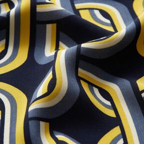 Viscose fabric chain pattern – navy blue, 