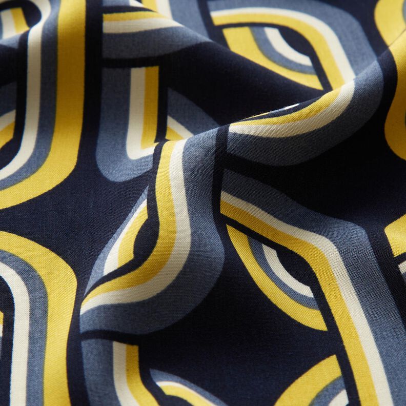 Viscose fabric chain pattern – navy blue,  image number 2