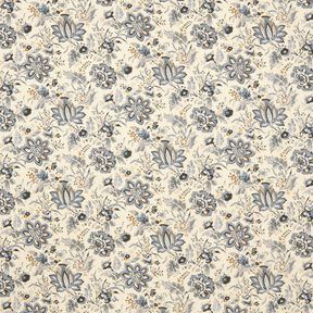 Cotton Poplin delicate paisley flowers – light beige/dove blue, 