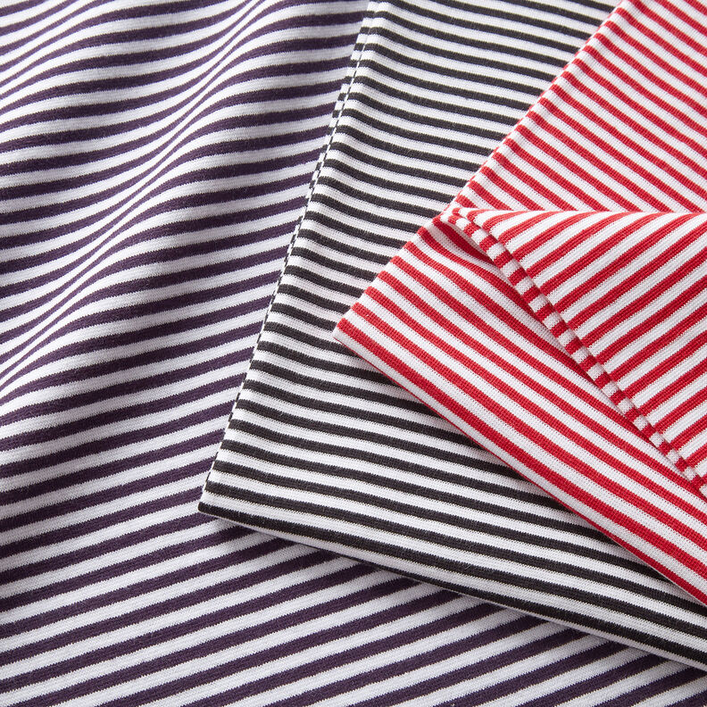 Ribbing Striped tubular fabric – plum/white,  image number 5