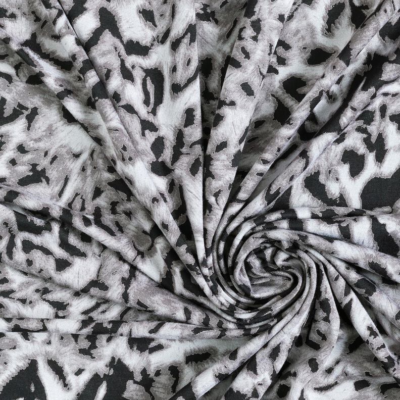 Viscose Jersey abstract leopard print – silver grey/black,  image number 3