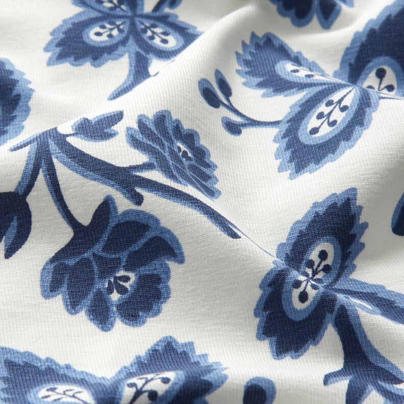 Cotton Jersey Hop tendrils – denim blue/white,  image number 2