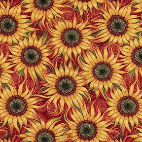 Decor Fabric Tapestry Fabric sunflowers – carmine/sunglow, 
