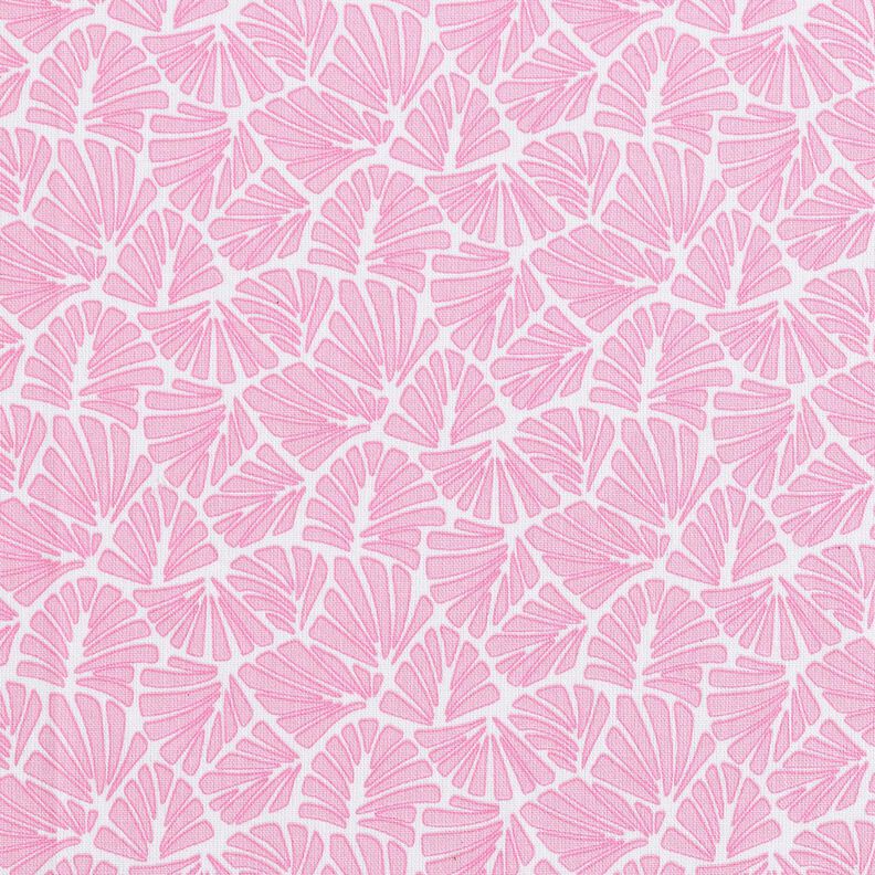 Coated Cotton abstract mini leaves – pink/white,  image number 1