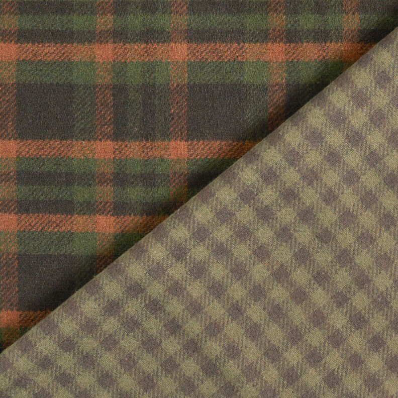 Coat fabric double-face tartan – terracotta/fir green,  image number 1