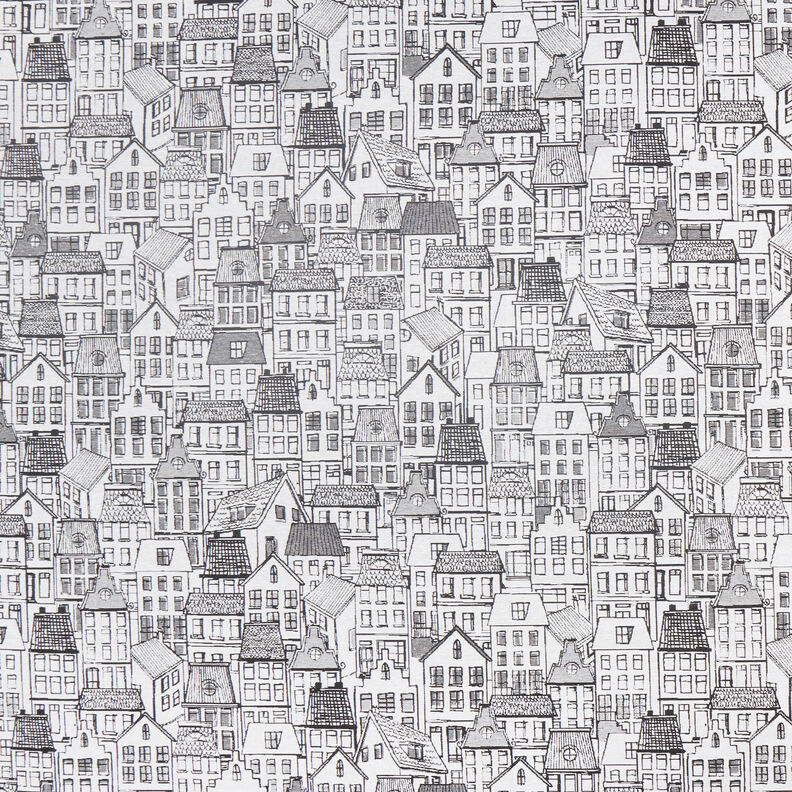 Decor Fabric Jacquard Village in line art – black/white,  image number 1