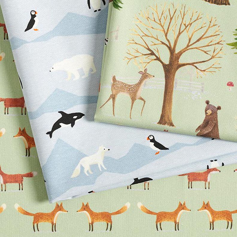 Decor Fabric Half Panama Woodland Animals – mint,  image number 5